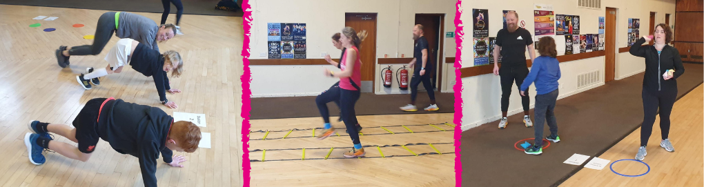 3 photos of people taking part in the first Saturday Active session