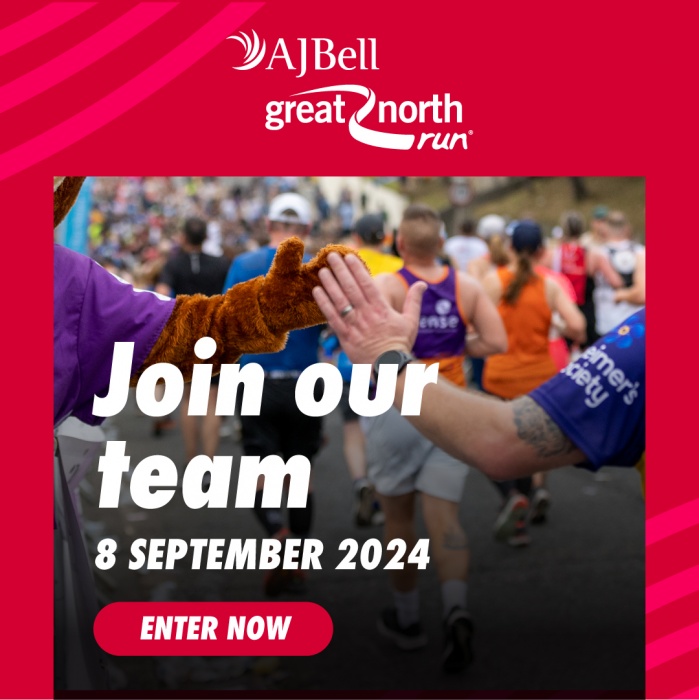 Image of runners plus text reading "Join our team, 8 September 2024, Enter Now"